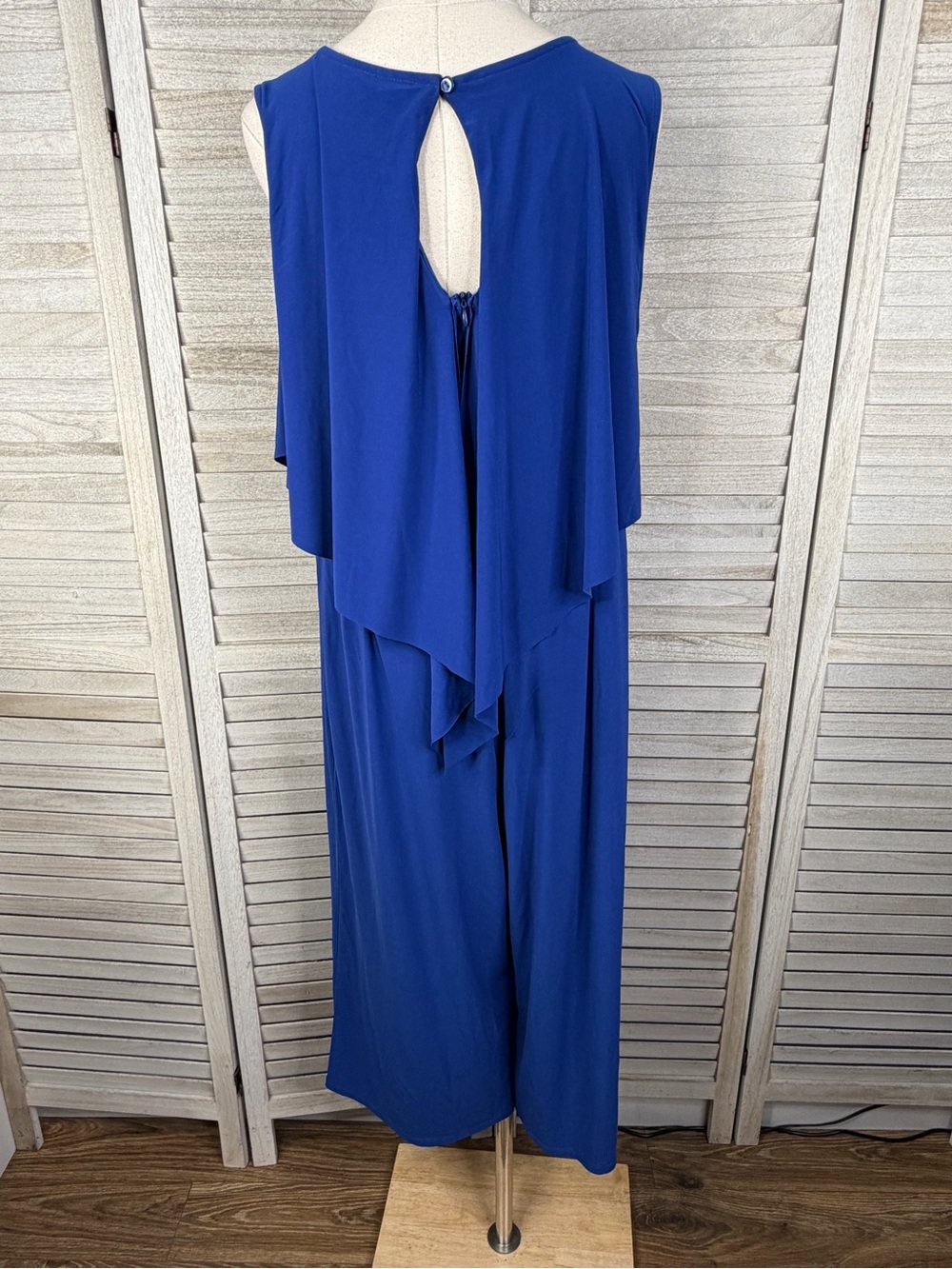 CAPSULE Women's Layered Cropped Wide Leg Sleeveless Jumpsuit Cobalt Blue-12 - Picture 4 of 4